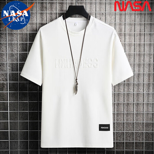 NASA LEAP夏季新款短袖t恤男宽松休闲百搭上衣圆领潮流半袖青年体恤打底衫 829灰 均码 M90-115斤