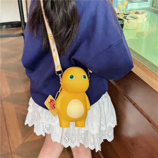 HGIRXV女童卡通奶龙儿童包包斜挎包新可爱硅胶小女孩男童零钱耳机包礼物 小号开口笑奶龙头 耳机包硬币包