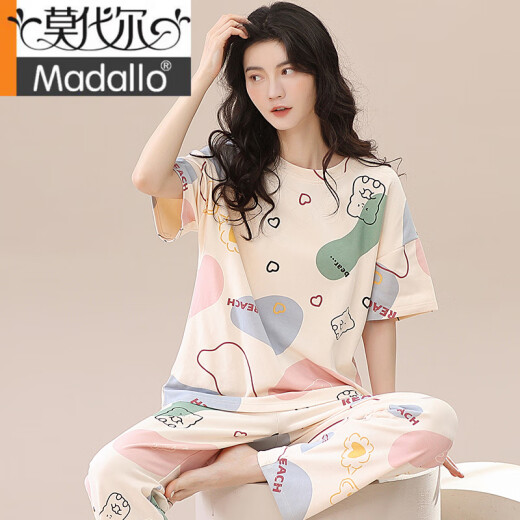 Modal 2025 new pajamas for women, summer pure cotton short-sleeved trousers, spring and autumn summer style women's home clothes thin two-piece set ZH-9719 2XL