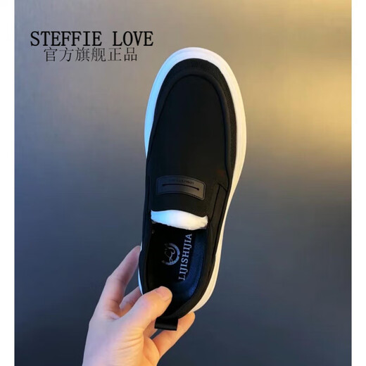 STEFFIE LOVE春夏季新款时尚休闲鞋男透气百搭轻底一脚蹬男鞋冰丝布鞋9892帅 黑色运动鞋尺码 39