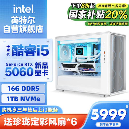 Intel Dragon Knight 13th Generation i5 13400F/RTX5060/16G DDR5/1T SSD E-Sports Game Designer Desktop Computer Host National Subsidy 20%