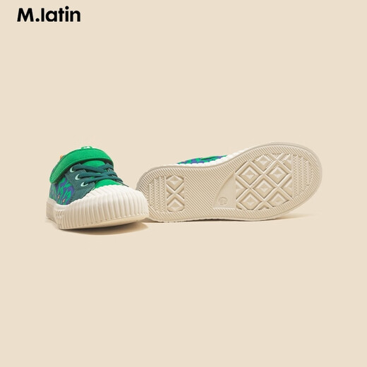 马·拉丁（M.Latin）女大童印花拼色帆布鞋12401S201X 森林绿 30