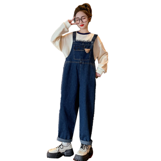 Same day delivery girls suit spring and autumn 2025 new children's overalls girls autumn fashionable two-piece set overalls 150 cm