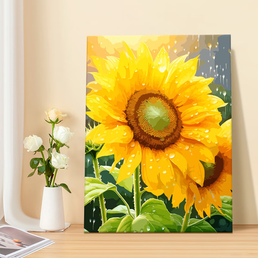 
Three tigers are born and healed in the sun, and the sunflower digital oil painting DIY color painting living room hanging painting decorative painting hand-painted oil painting SJ14382 40x60cm stretched thick solid wood inner frame + outer frame (default wood color) Highlight pigment + professional oil canvas + brush + accessories