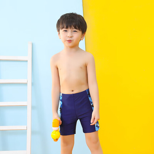 男童夏季速干儿童泳裤热卖短裤泳衣温泉度假游泳衣男孩沙滩裤 藏蓝 150 【4XL】 适合145-155cm