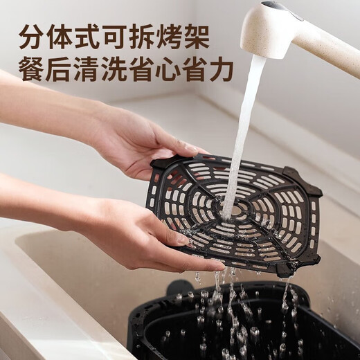 SUBOAER air fryer household visual window 6 liters 10 liters large capacity accurate timing no-turning oil-free electric fryer low-fat non-stick frying pan high-power oven 10L visible model + baking pan (no turning required circulating hot air)