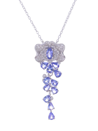 DYAI natural tanzanite necklace for women 925 silver inlaid original design coconut tree simple clavicle chain pendant tanzanite necklace