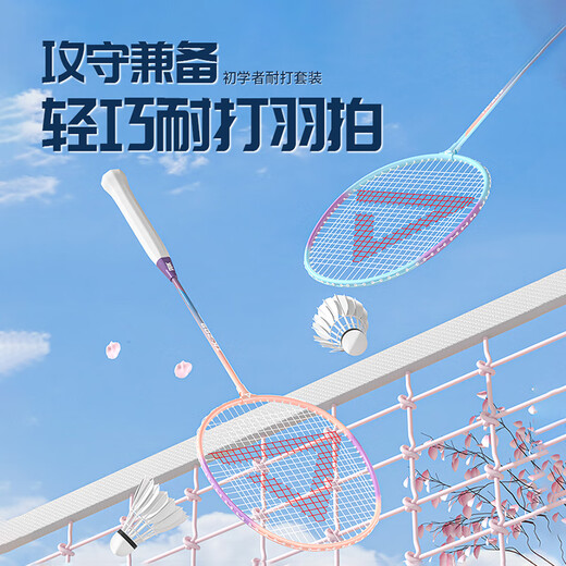 Raquette de badminton PEAK, ultra-légère, équilibre offensif et défensif, raquette d'entraînement pour étudiant adulte, résistante aux coups, alliage d'aluminium pour débutants, anti-casse, résistante aux coups, violet et vert, 6 balles gratuites, 2 colles à main, ensemble de raquettes de badminton