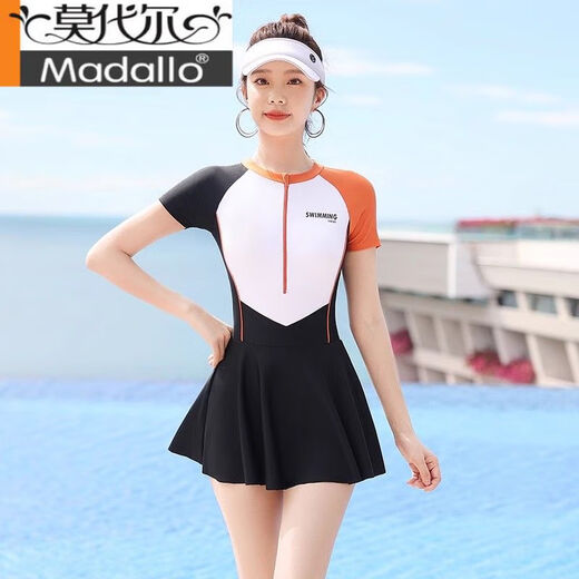 莫代尔泳衣女款保守连体游泳衣2025新款夏季遮肚显瘦泡温泉大码泳装 14122Z黑色 L