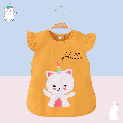 Babero para comer bebés, impermeable y sucio, camisa de bebé delgada, linda piel de conejo en polvo, talla 110 (recomendado para 3-5 años)