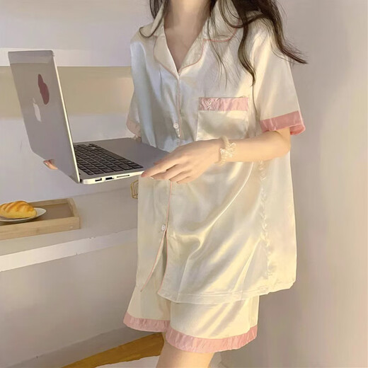 Zipjbxins Frühlings- und Herbst-Eis Silk Kurzarm-Shorts Pyjama Frauen Sommer Fühlen Sie sich lässige Heimbekleidungskleidung mit hoher Qualität-YFY-9901 m [Vorgeschlagen 80-100jin [Jin ist 0,5 kg]]