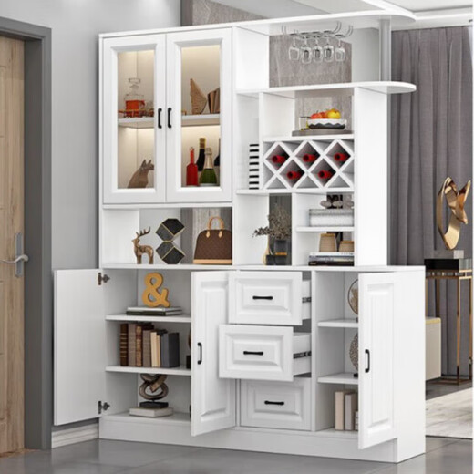 Nuogan shoe cabinet and entrance cabinet integrated modern light luxury simple living room screen entrance partition cabinet multi-functional wine cabinet storage cabinet warm white + glass door + 80 * 34 * 200 cm, installed by yourself
