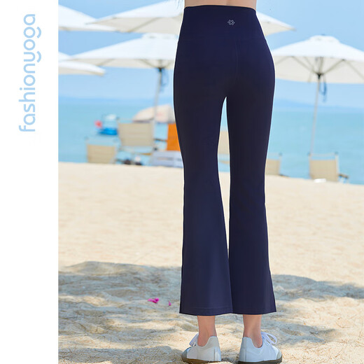 Fan Sheng Yoga Pantalon de yoga de fitness sportif nude mince avec un pantalon de yoga slim et mince à 8 points FC15781W BLUE BLACK S