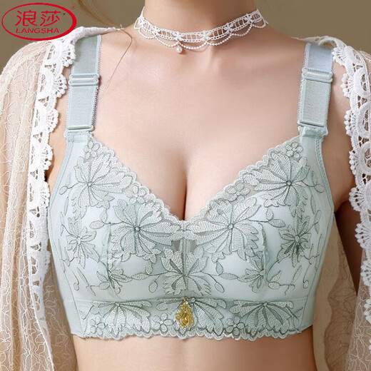 LangSha (LangSha) underwear for women's new small breasts thickened and gathered without steel rings, plush breasts anti-sagging large size thin cup adjustment bra milk grey 85A 38B (thick cup)