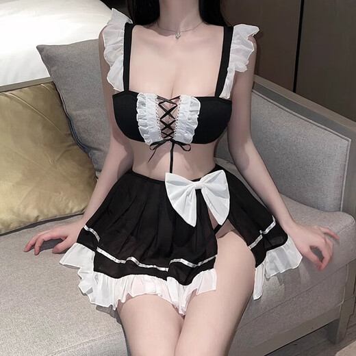 Roselex Pare Sex Toys Attle Attle Battle Battle Bate Thong Battle Rate Sexy Sex Sex Qqny Black Silk Pajamas Femenino sexy en blanco y negro Sweet Maid