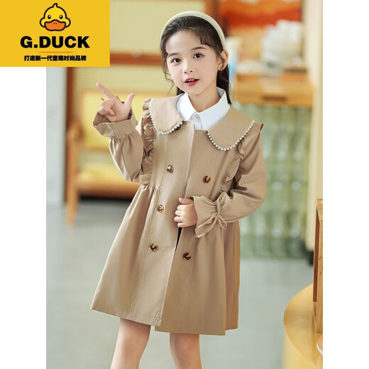 G.Duckkids Girls 'Jacke Frühling Frühling mit mittlerer Windbreaker modische große Kinder lässige Top 24 New Children's Clothing British Style Coat Pink 140 cm