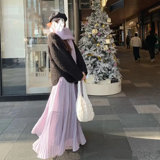 Langsha Korean Gentle Skirt Women's 2025 Autumn New Chiffon High Waist Cake Skirt Draping Swing Skirt A-Long Skirt