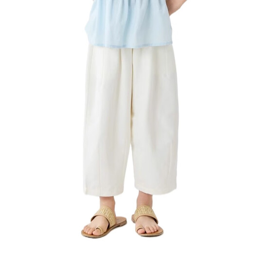 Moonkids children's clothing girls mosquito-repellent pants 2025 summer new children's pants nine-point radish pants casual wide-leg pants 15263 meters white radish pants 130 cm
