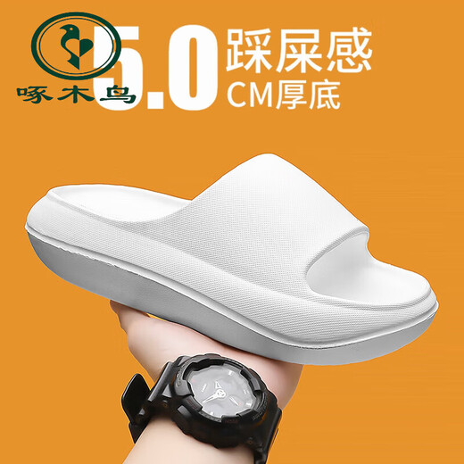 Zapatillas oficiales de pájaros carpinteros para hombres en verano Los hombres usan el desgaste de la suela gruesa que no es de deslizamiento informal y pisoteando en la mierda pareja de la playa para mujeres de una línea Black-Flagship 40-41