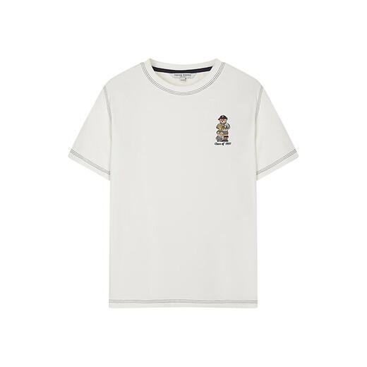 Teenie Weenie Bär Frauen T-Shirt 2025 Frühling und Sommer Neue Mode Dopamin Lose Kurzarm Top Elfenbein Weiß M.