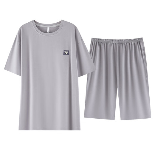In der Nähe der anderen Seite des Pyjamas der Herren für Sommerdünnmodal-Baumwoll-Shorts-Shorts für Herren-Heimkleidung für Sommerfett und vergrößerter Anzug A4837 L empfohlen 120-140jin [Jin gleich 0,5 kg]