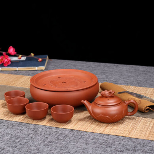 Chaosihui Zisha Kung Fu Tea Set Home Small Set Simple Chaoshan Complete Ceramic Tea Tray Teapot Teacup Tea Set Red Xishi Set (160ml Pot)