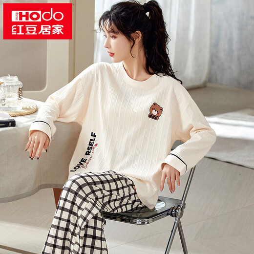Hongdou (Hodo) Pyjamas für Frauen im Frühjahr und Herbststil, großer koreanischer Stil, langärmelige süße zweiteilige Set, Student Sommer-, Herbst- und Winter-Heimkleidung, können draußen getragen werden. GXT9928 M (Empfohlen 75-95jin [Jin ist gleich 0,5 kg]))
