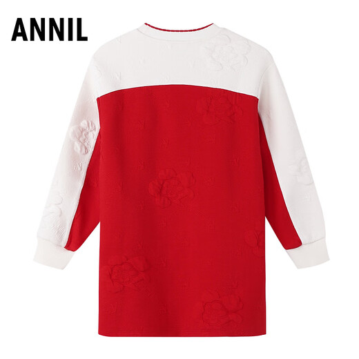 Annai children's clothing girls long-sleeved dress 2023 spring new style R041 New Year red 120