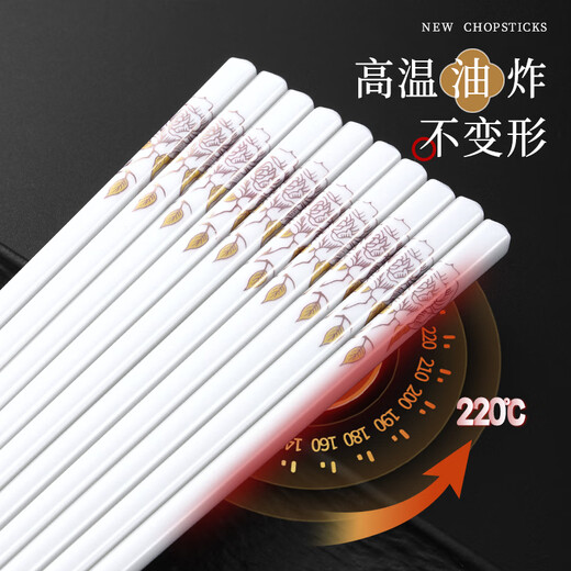 Jingyouyu Jingdezhen ceramic chopsticks, non-slip, easy to clean, anti-mildew, national style, high temperature resistance, household chopsticks, national color, Tianxiang, anti-slip, anti-fall, 10 pairs, rice spoons, high temperature resistance, easy to clean