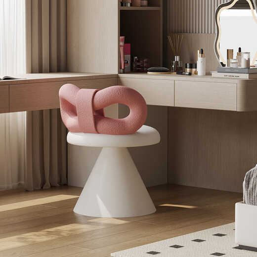 Yate rotation tabouret de maquillage de style crème de chambre à coucher de chambre pour filles chaise de table de chambre à coucher de chambre haut de gamme back-backRack arc archet mignon rose [back-coussin en velours d'agneau + coussin en cuir]