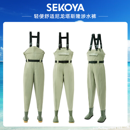 SEKOYA wading pants Luya ultra-light wear-resistant waterproof waders stream fishing and sea wear outdoor full-body rain pants 5025_black_rubber sole L_shoe size 42