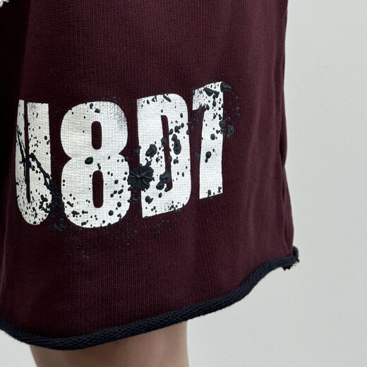 Lucao Adei 2025 Summer New American Fashion Letter Ink Ink Sports Shorts Pure Cotton Red Red Men and Women DK1047 Rojo S