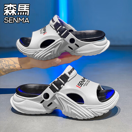 Senma Slippers Men's Summer 2025 Nouvelle talent d'usage en plein air en plein air Sandales de plage décontractées Orange 43 (même taille 42-43)
