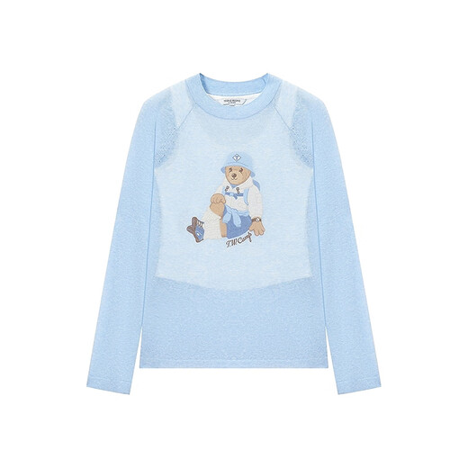 Teenie Weenie Bear Damenpullover 2025 Herbst neue Slack Lazy Style Baumwolle und Leinenmischung zweiteiler Set Hellblau M