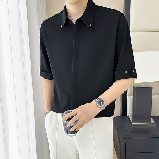 
ITELIMA International High Luxury Brand Summer New Cool Ice Silk Men's Shirt Color Bundle Five-point Short Sleeve Casual 1048 Mousse Brown [Gift Box] M _Suggested 100-120Jin [Jin equals 0.5 kg]