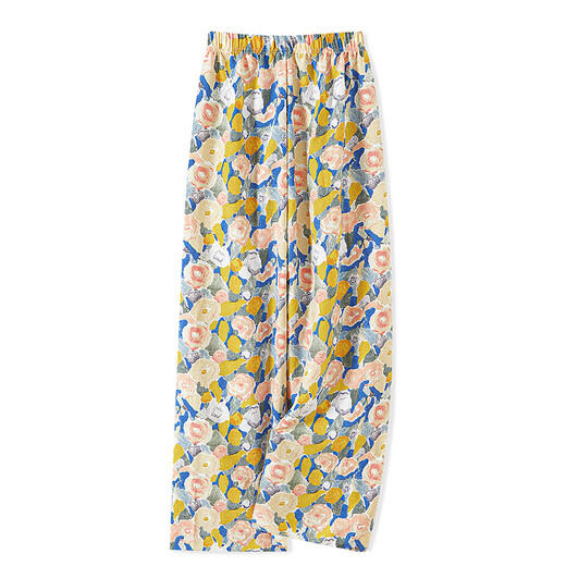 Sie boole elastische Taille Casual Hosen 2025 Sommer Neue Frauen Urlaubsstil gedruckt lose Weitbeinhosen