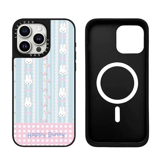 Apple rouge (Apple rouge) Adapté à la boîtier Joint Miffy Rabbit Katie Apple 16Promax Case de téléphone mobile iPhone15 Miroir Case protectrice 14pro Magnétique magsafe acrylique 13 Étui à carte mignonne [CS15259 Miffy Bear] Miroir d'argent I