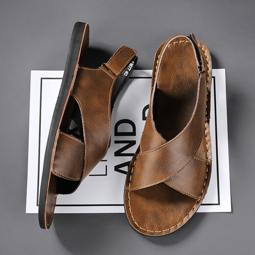 Sandalias de verano de carpintería de verano zapatos de playa de cuero genuino para hombres zapatos de cuero casuales de moda de moda de moda.