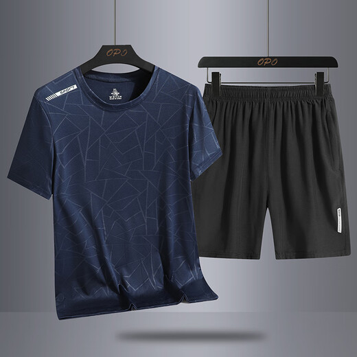 Woodpecker Father's Day Gift Men's Ice Silk Sports Set 2025 New Summer Thin Quick Dry Dad Running Summer Clothes 16803 Set White [T-shirt + Shorts] M 80-105Jin [Jin equals 0.5 kg]