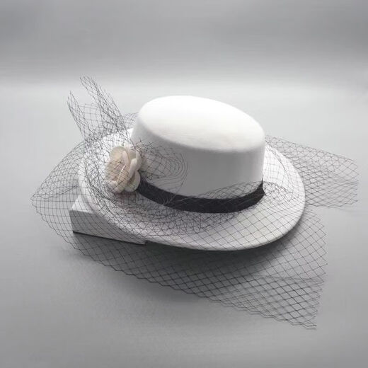 Gisela Hepburn style hat French flat top Hepburn style hat for women retro British court evening dress photo studio photo tour mesh-black adult 57cm