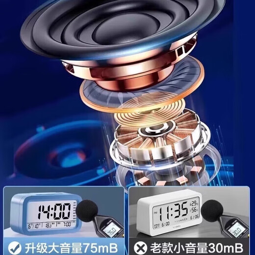 小米有品电子闹钟床头夜光多功能学生专用数字小闹铃智能宿舍电子时钟1047 白 语音播报 温度显示 电池款