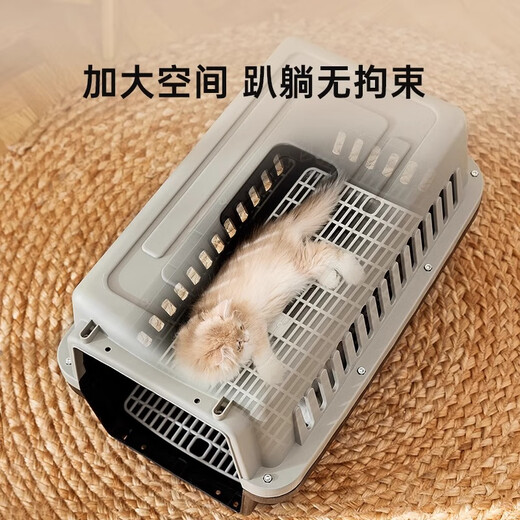 贝初众猫咪航空箱大号猫笼外出便携包猫咪箱子大中小型犬狗狗宠物托运箱 碳黑一号【适用12斤以下宠物】 【带隔尿板+挂碗】 带提手
