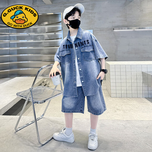 G.Duckkids Boys Summer Suit 2025 Новый джинсовый модный корейский стиль детей среднего возраста.