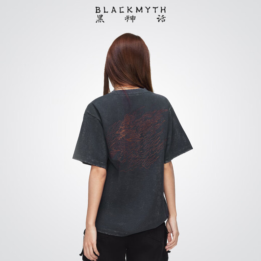 Black Myth Guangzhi short-sleeved T-shirt Black Myth Wukong official peripheral clothing Men and women same style print casual and loose L