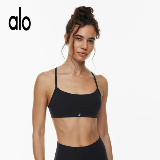 ALO YOGA American sports bra suspender bra halter neck women's AL-O same style running fitness yoga back Pilates A suspender bra white S with chest pad