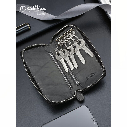 Jinlilai Simple y de moda Bolsa de llave de gran capacidad Bolso de cuero genuino para hombres Bolso de primera capa de primera capa Bolsa de caza de vacas gris