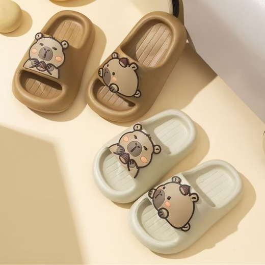 Kapibara EVA children's slippers 2025 summer new style boys and girls baby indoor home non-slip slippers Khaki 34 inner length 19.5cm/small size