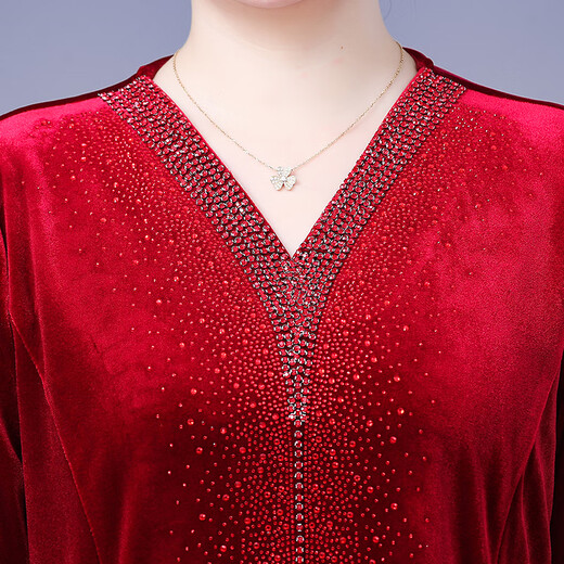 Saimandie fat mother-in-law plus fat plus size wedding banquet dress female noble dress wide wife extra large size foreign style mother belly cover burgundy 9XL 191-205Jin Jin is equal to 0.5 kg