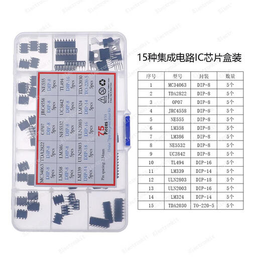Häufig verwendete IC -Chips integrierter Schaltkreis, Optocoppler Patch Circuit Logic Chips, 400140106 Boxed, 10 Arten von IC -Chips, 74LS7374LS151 Boxed, 50