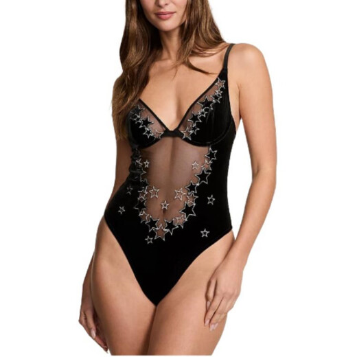 维多利亚的秘密（VICTORIA'S SECRET）24大秀系列VERYSEXY闪亮星星紧身连体衣女款黑色 黑色 S